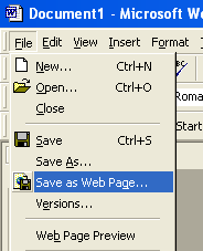 Creating a Web page in Word