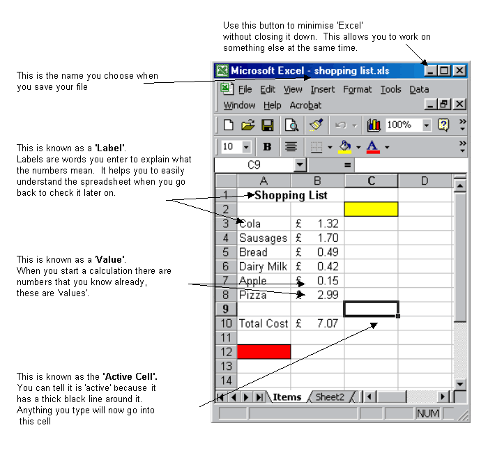 features of spreadsheets