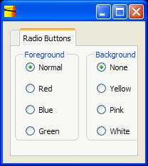 using radio buttons